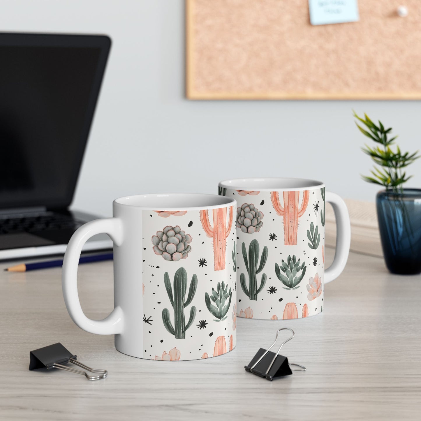 Cactus & Succulent Ceramic Mug — Pastel Desert Plant Coffee Cup (11oz, 15oz)