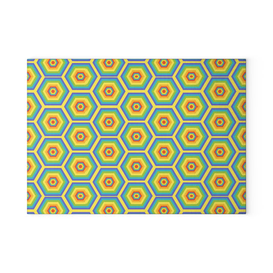 Bright Honeycomb Glass Cutting Board, Kitchen Decor, Unique Gift, Eco-Friendly, Housewarming, Colorful Cookware