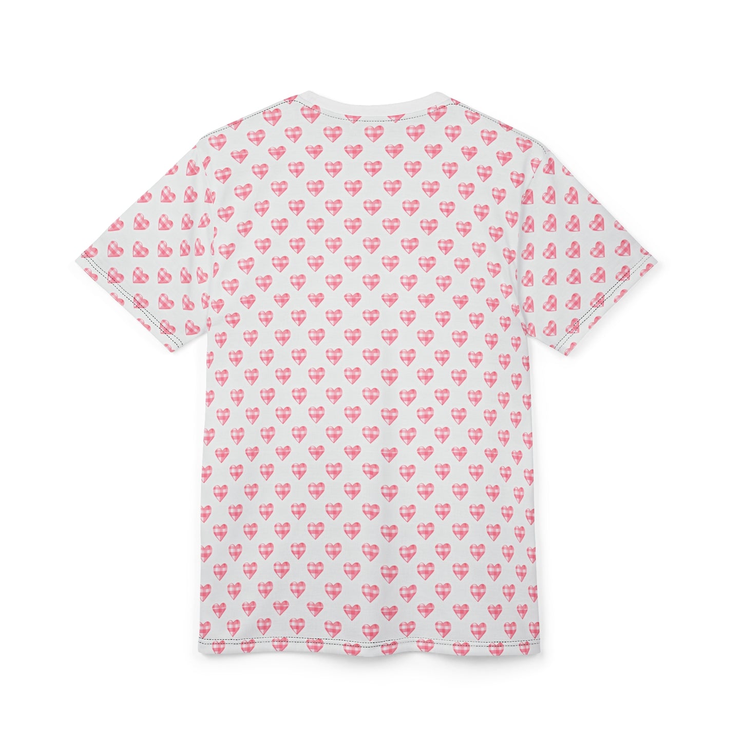 Pink Heart Pattern T-Shirt — All-Over Print Cute Valentine Tee
