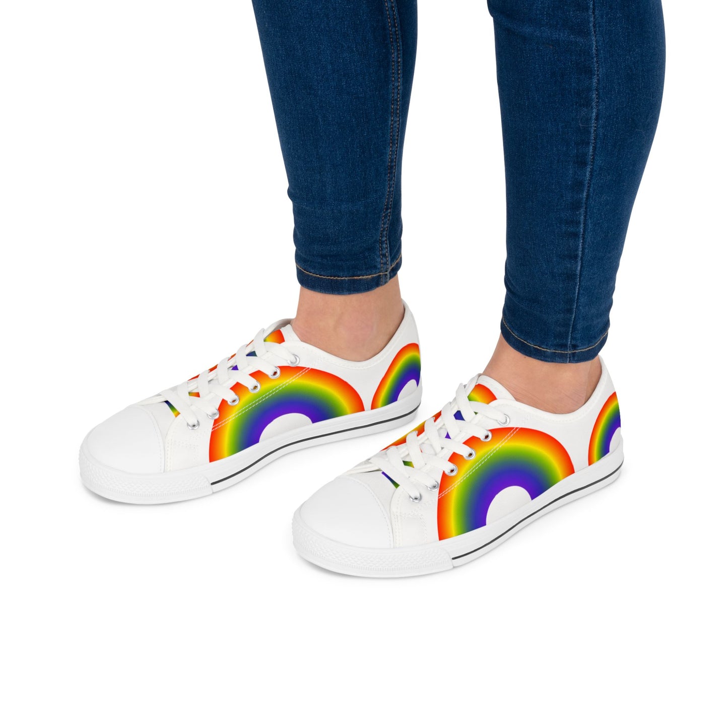 Rainbow Low Top Sneakers — Colorful Pride Casual Shoes