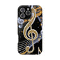 Music Notes Magnetic Impact-Resistant Phone Case — Gold Treble Clef Design