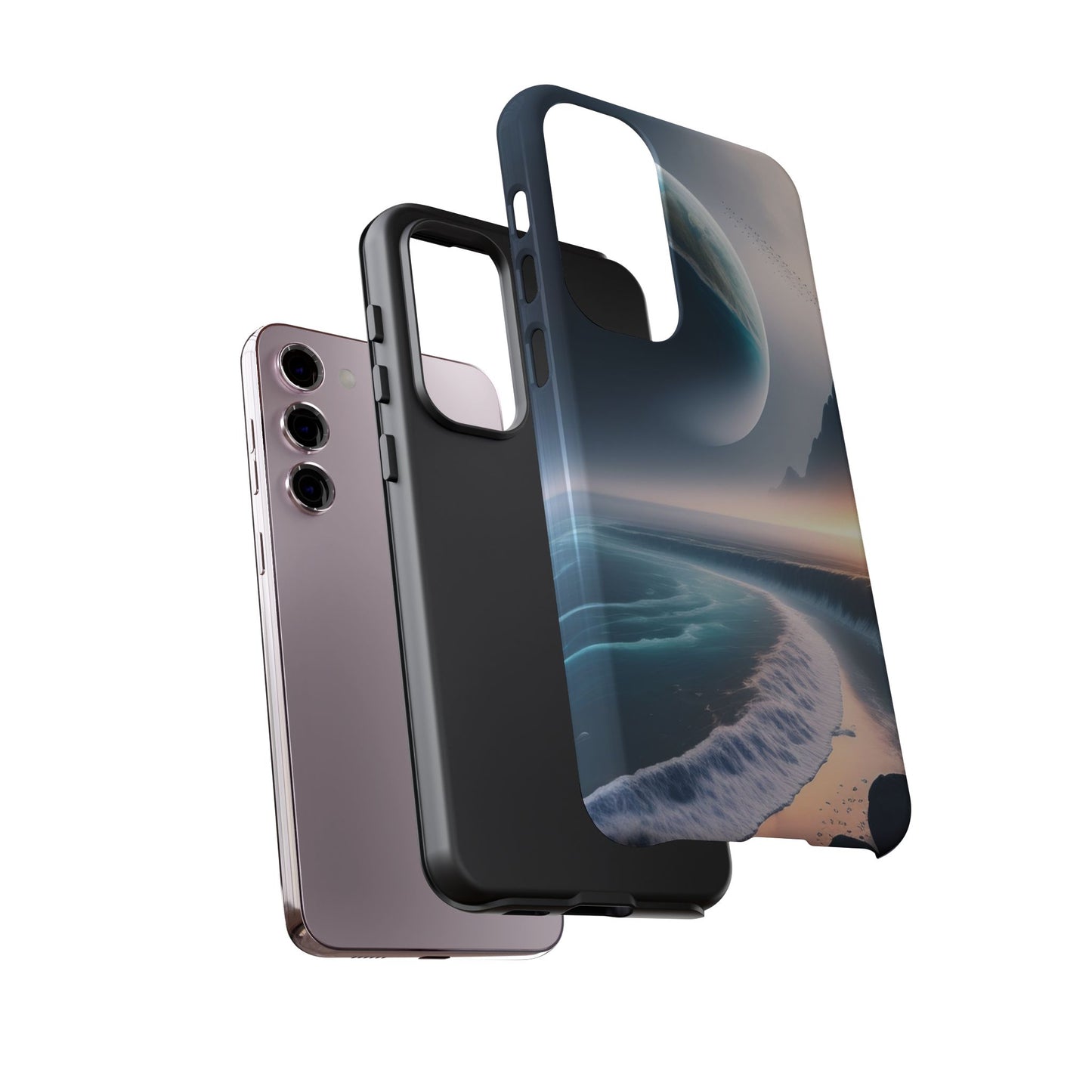 Galaxy Ocean Phone Case — Surreal Planet Beach Tough Case