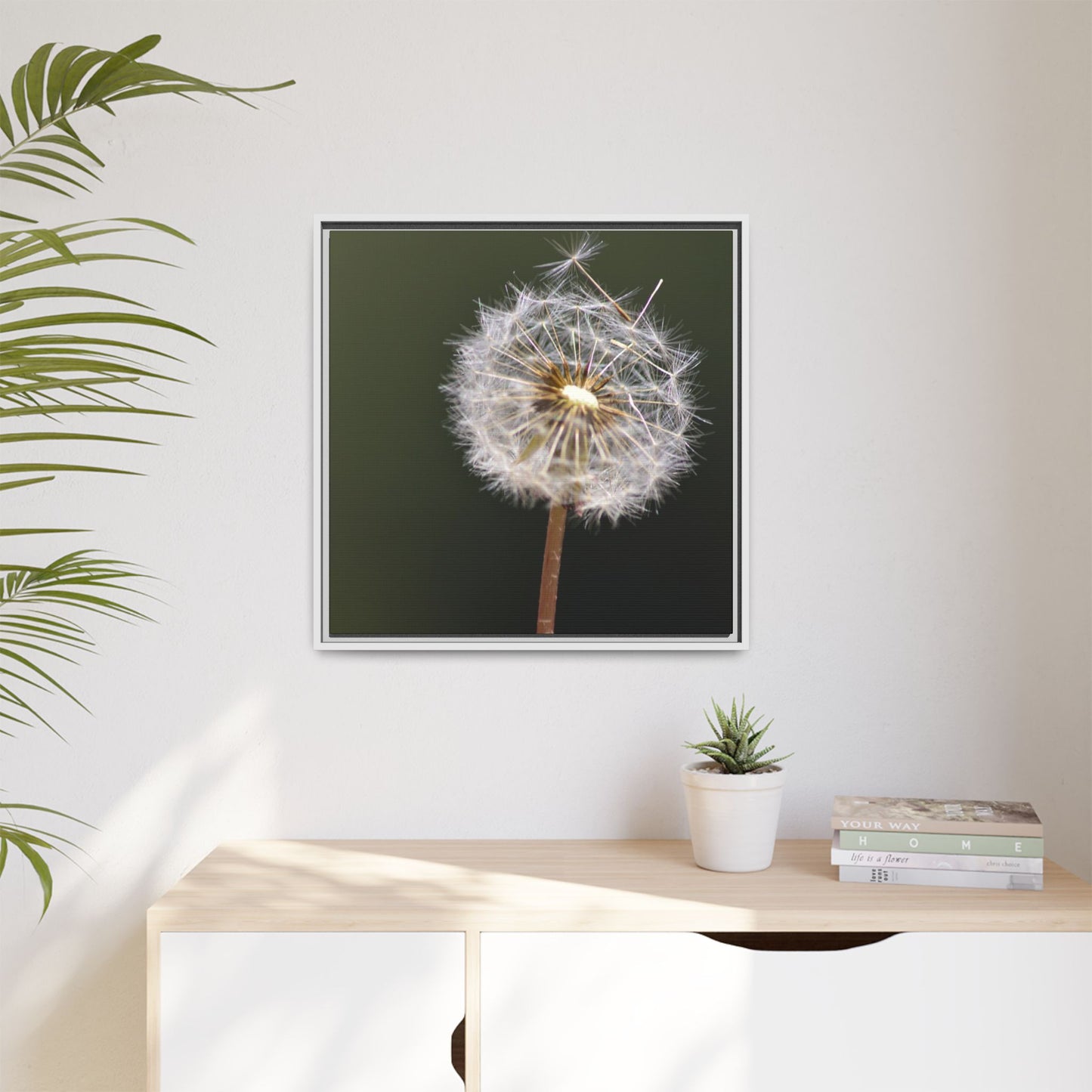 Framed Dandelion Canvas Print — Matte Botanical Wall Art