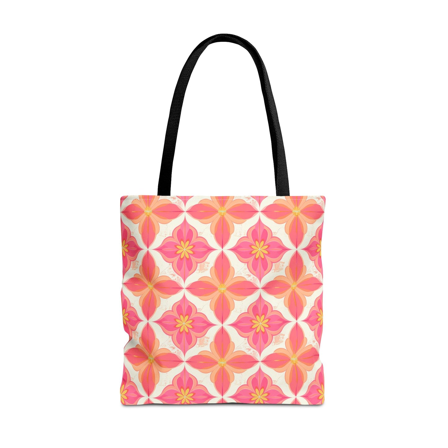 Pink Floral Geometric Tote Bag —  Reusable Shopper