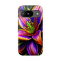 Floral Neon Tough Phone Case — Vivid Purple & Orange Lily Protective Cover