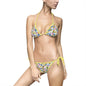 Colorful Floral Print Women's Bikini Swimsuit, Beachwear