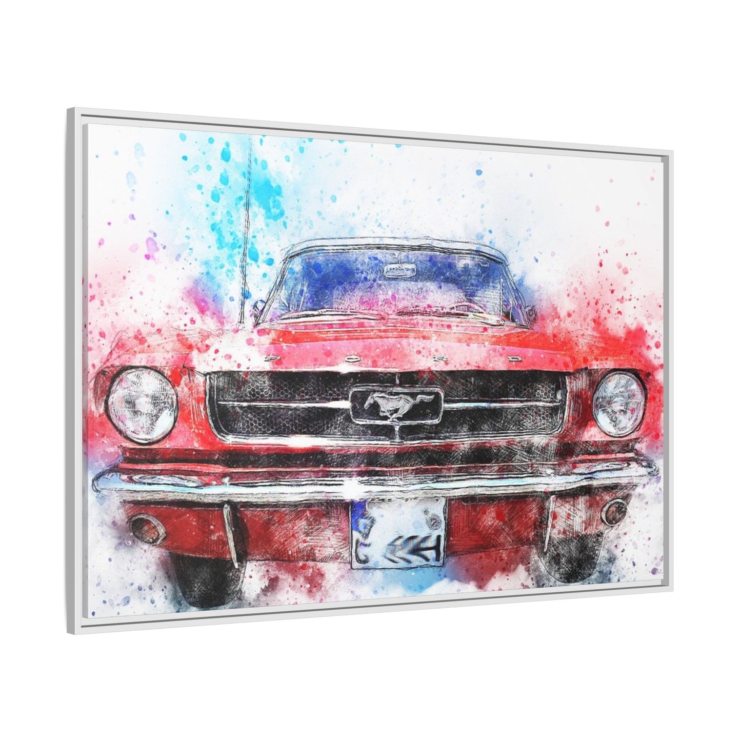Matte Canvas, Framed Mustang Car