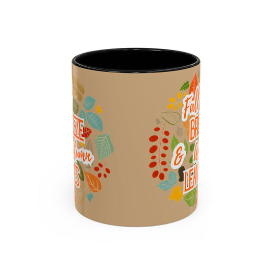 Fall Breeze & Leaves Coffee Mug, Autumn Mug, Seasonal Drinkware, Cozy Kitchen Decor, Perfect Gift for Fall Lovers