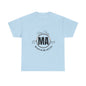 Unisex Heavy Cotton Tee with Massachusetts Design, Casual Wear, Gift for Him/Her, Travel Souvenir, Vintage Style