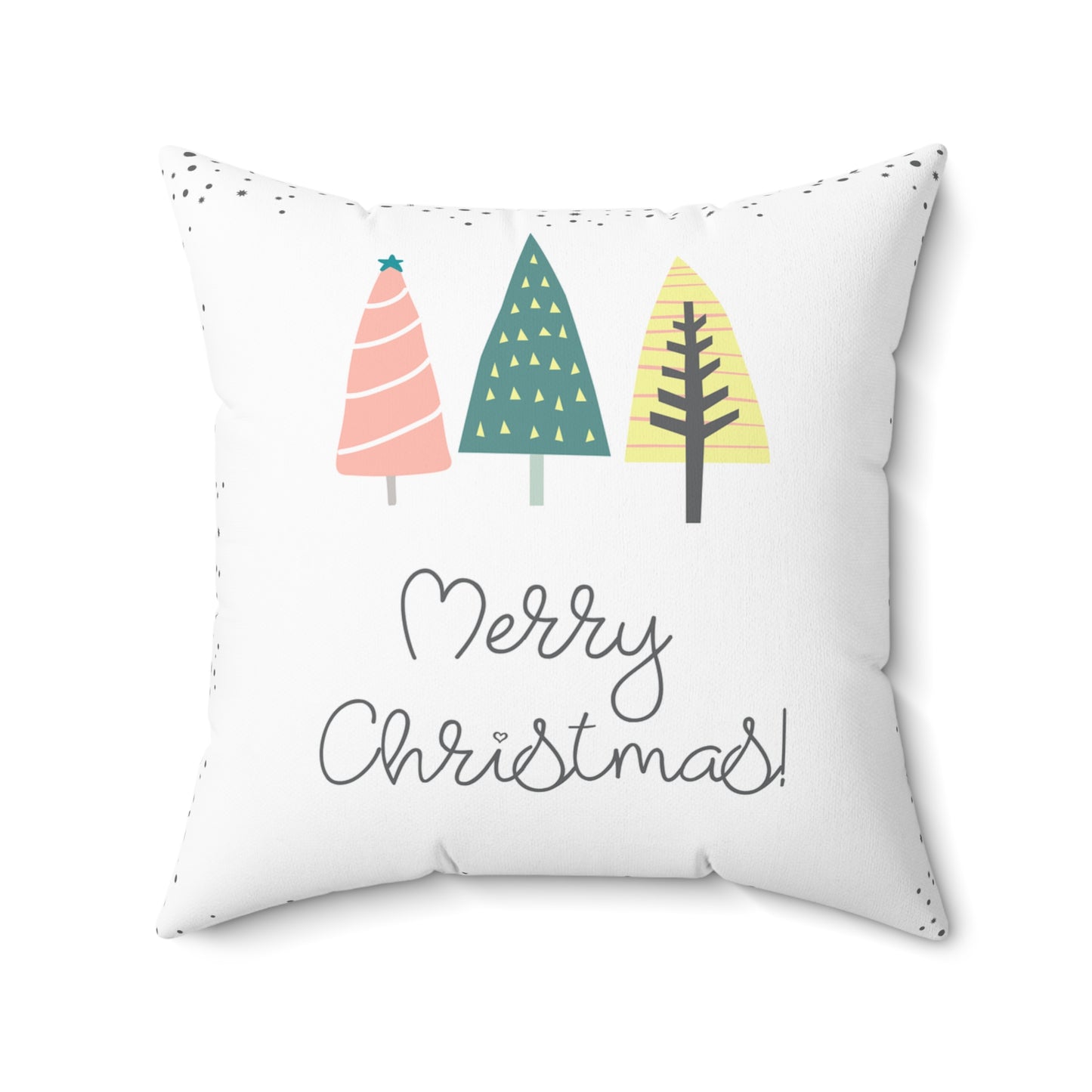 Merry Christmas Decorative Throw Pillow — Cute Pastel Tree Holiday Accent