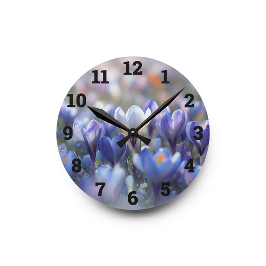 Elegant Floral Acrylic Wall Clock, Home Decor, Wall Art, Gift for Her