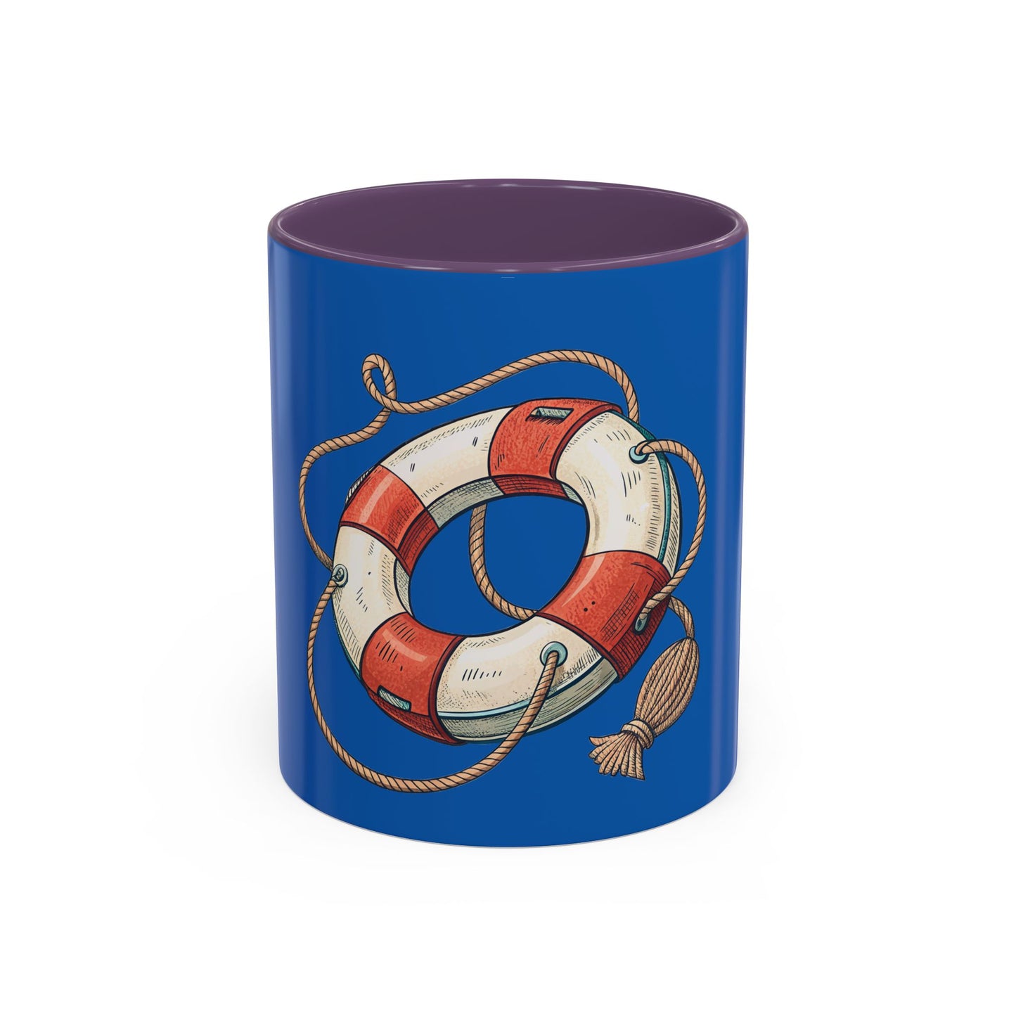 Lifesaver Accent Coffee Mug - Nautical Gift, Beach Decor, Sailor's Coffee Cup, Ocean Lover Mug, Summer Vibes