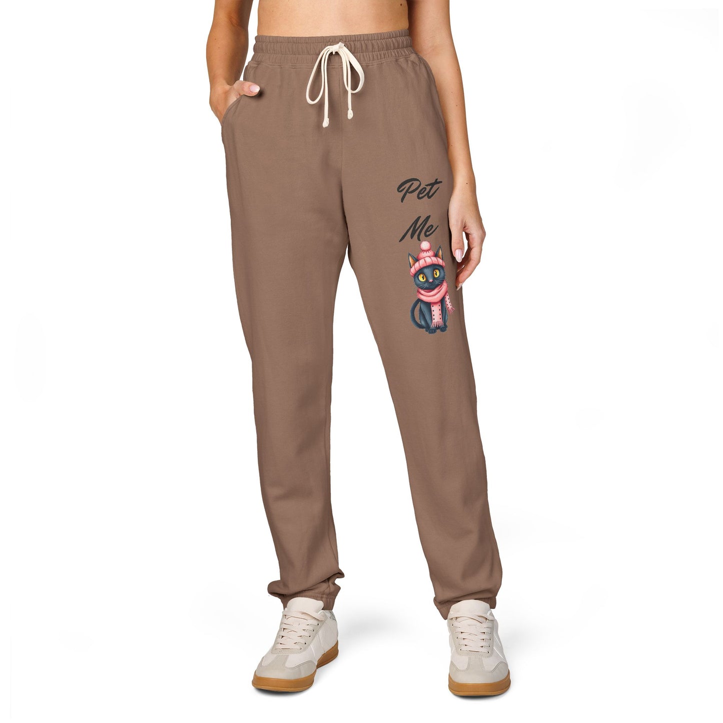 Sweatpants — Colorful Cosmic Cat Graphic "Pet Me" Joggers