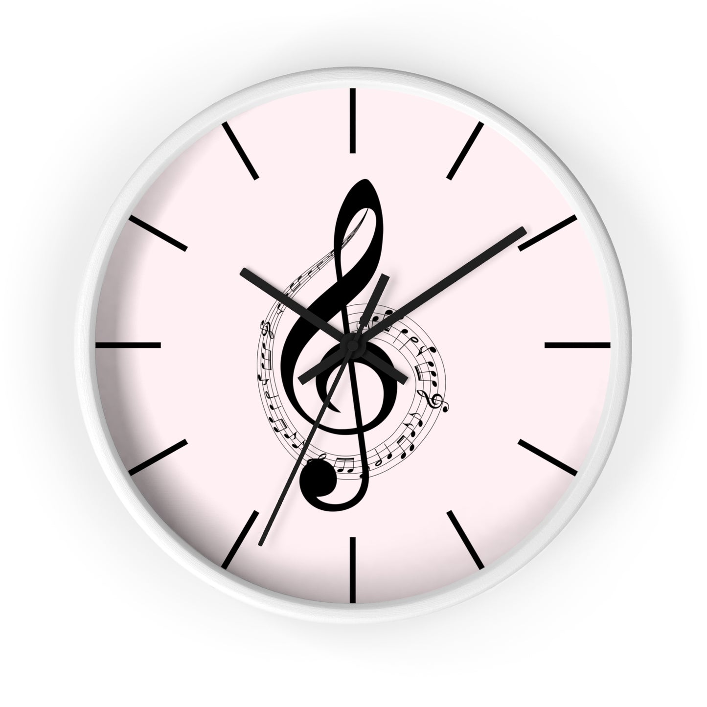 Musical Treble Clef Wall Clock — Pink Music Note Timepiece for Music Lovers
