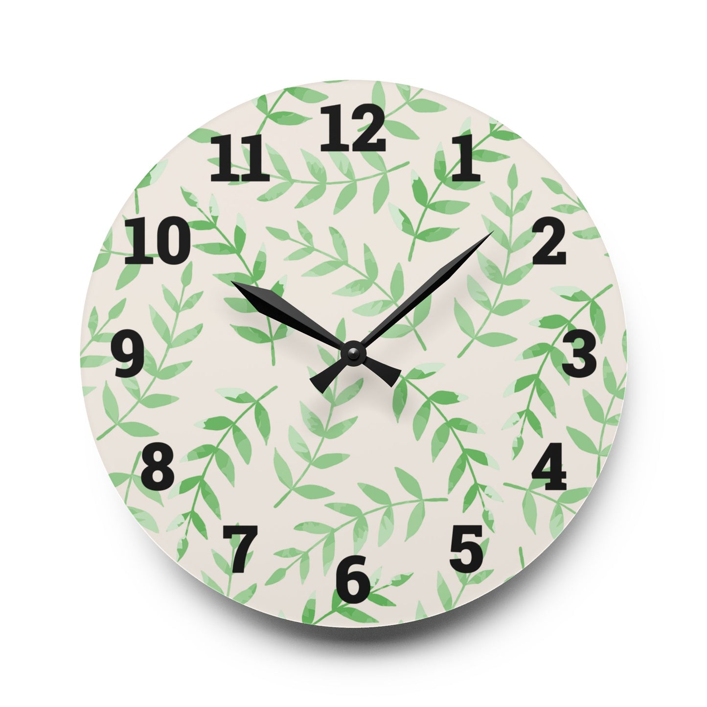 Elegant Leaf Pattern Acrylic Wall Clock, Modern Home Decor