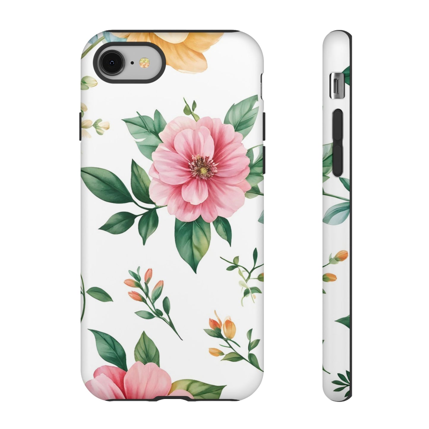 Floral Tough Phone Case — Pink Peony Protective Phone Cover