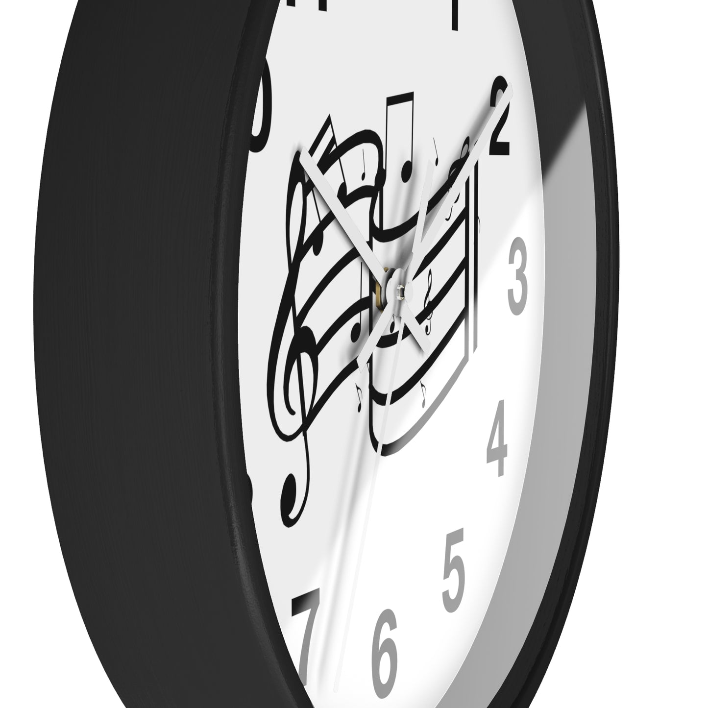 Music Notes Wall Clock — Black & White Treble Clef Timepiece for Music Lovers