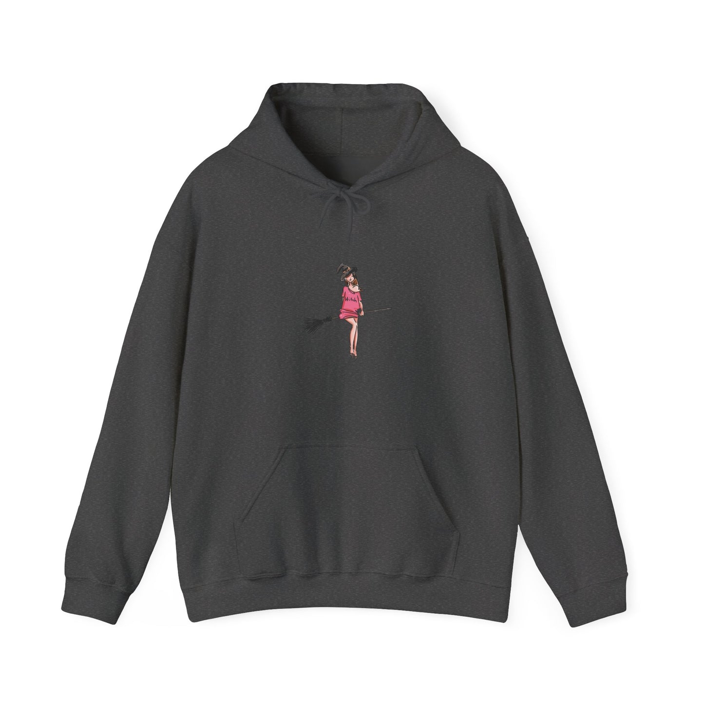 Cute Witch on Broom Unisex Hoodie, Cozy Fall Sweatshirt, Halloween Gift, Witchy Apparel, Spooky Season Fashion