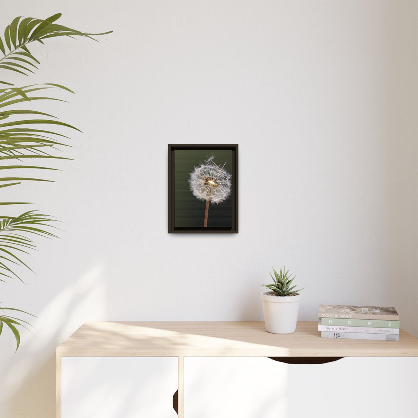 Framed Dandelion Canvas Print — Matte Botanical Wall Art