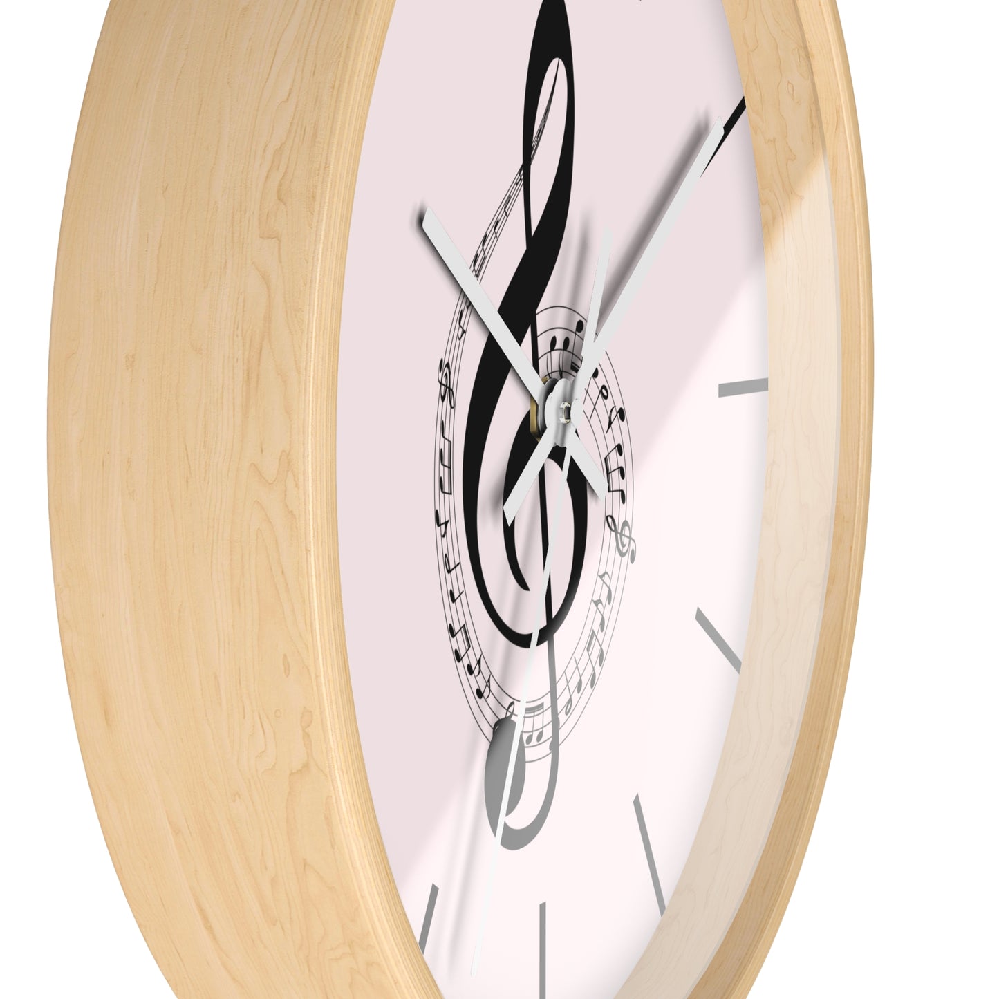 Musical Treble Clef Wall Clock — Pink Music Note Timepiece for Music Lovers