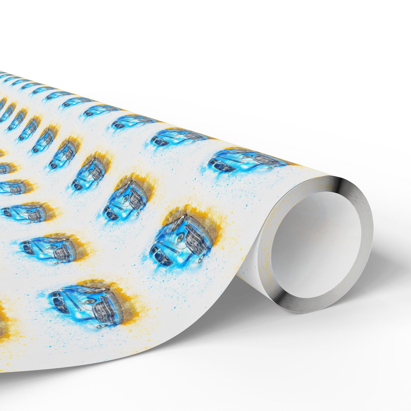 Blue Gold Abstract Dots Wrapping Paper Roll — Modern Geometric Gift Wrap