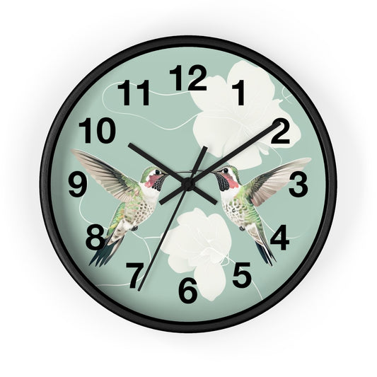 Hummingbird Floral Wall Clock | Mint Bird Clock