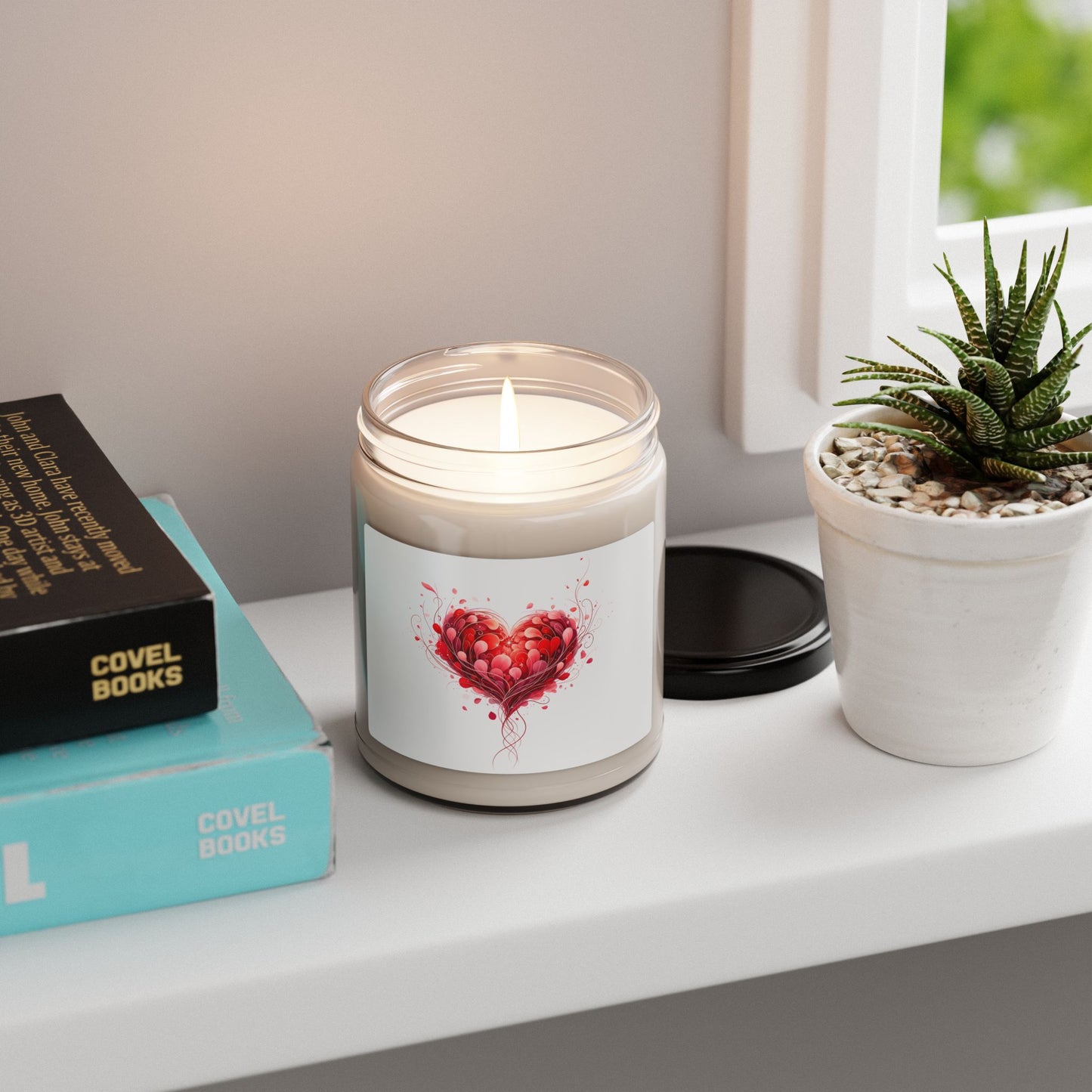 Heart Art Soy Candle 9oz — Romantic Scented Jar Candle (Valentine’s Gift)