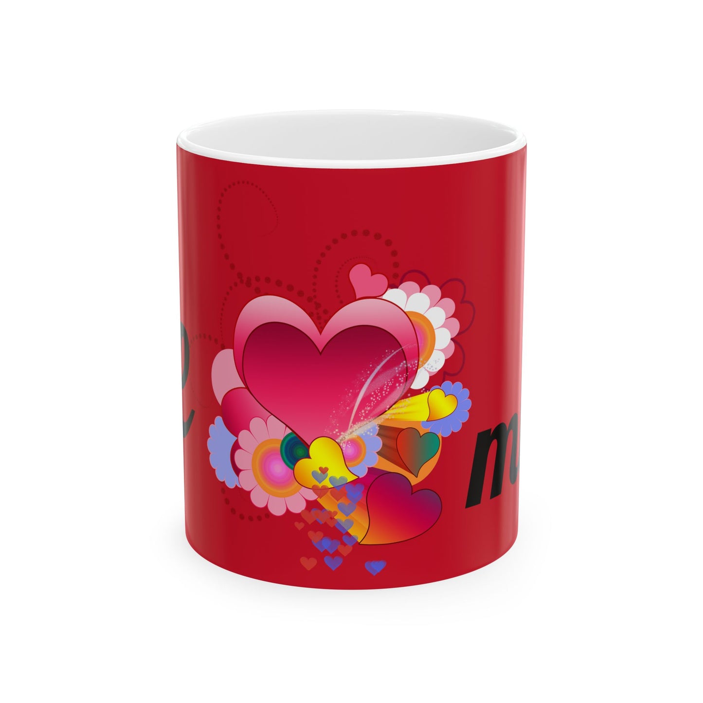 Valentine Heart Bouquet Ceramic Mug — 'Be Mine' Red Romantic Coffee Cup (11oz/15oz)
