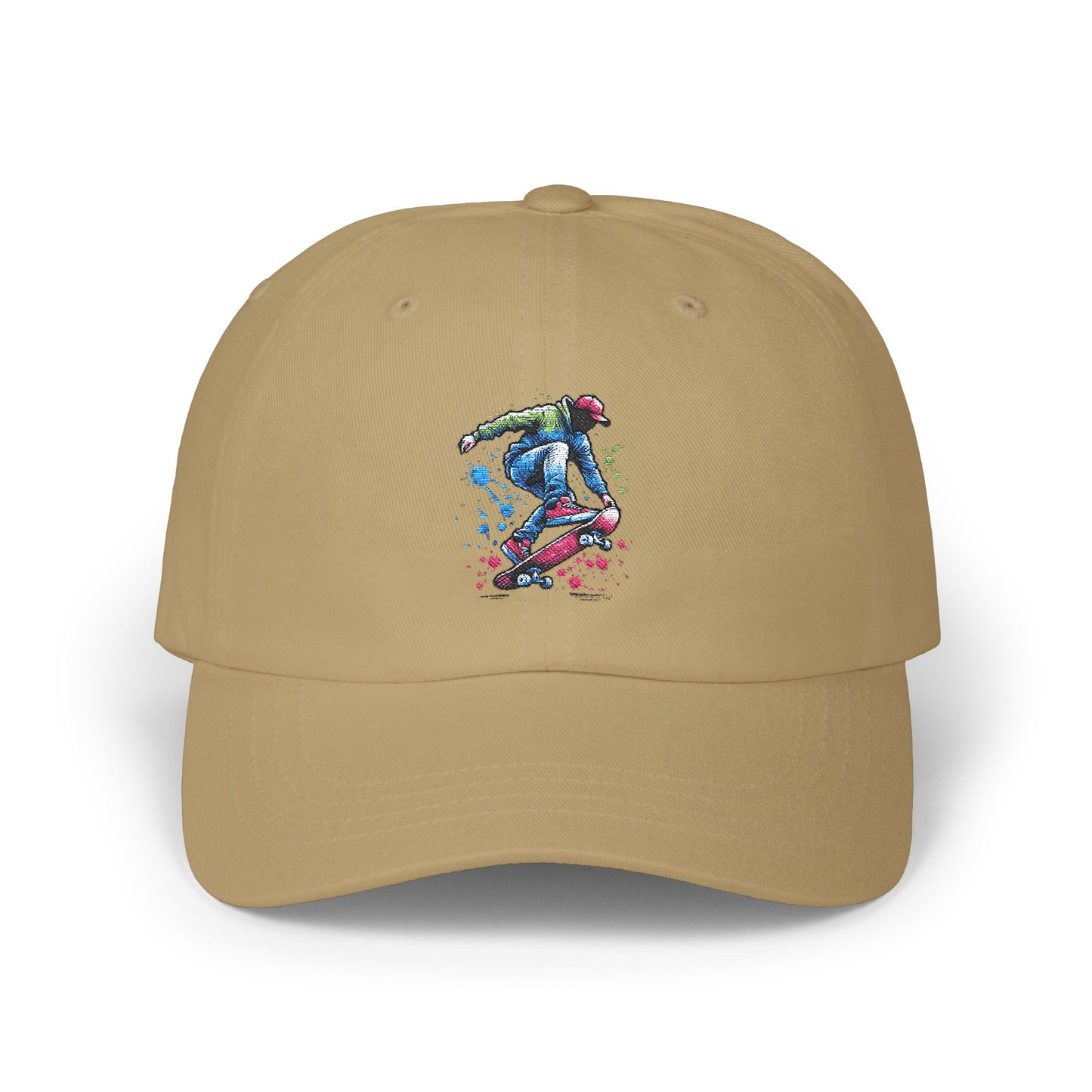 Skateboarder Art Dad Cap - Classic White Baseball Hat for Skate Enthusiasts