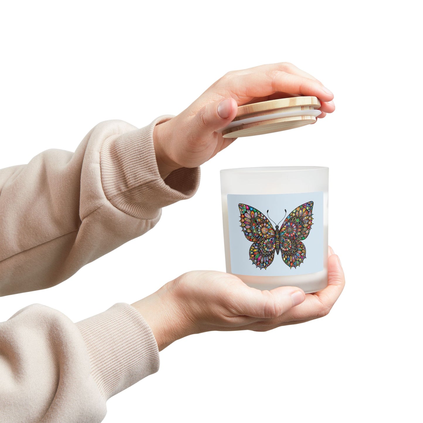 Butterfly Bloom Frosted Glass Candle - 11oz Artisan Aromatherapy