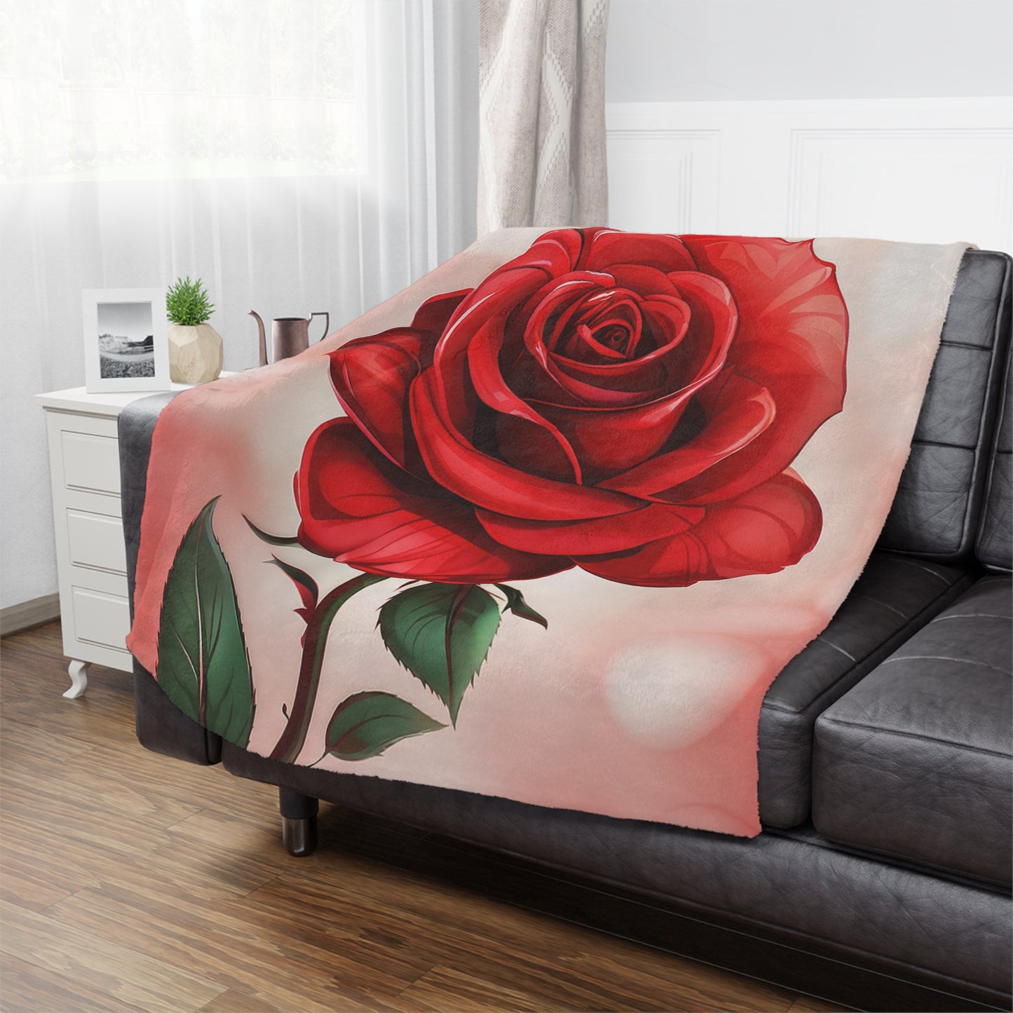 Red Rose Minky Blanket – Soft Floral Throw for Valentine’s Day & Romantic Gifts