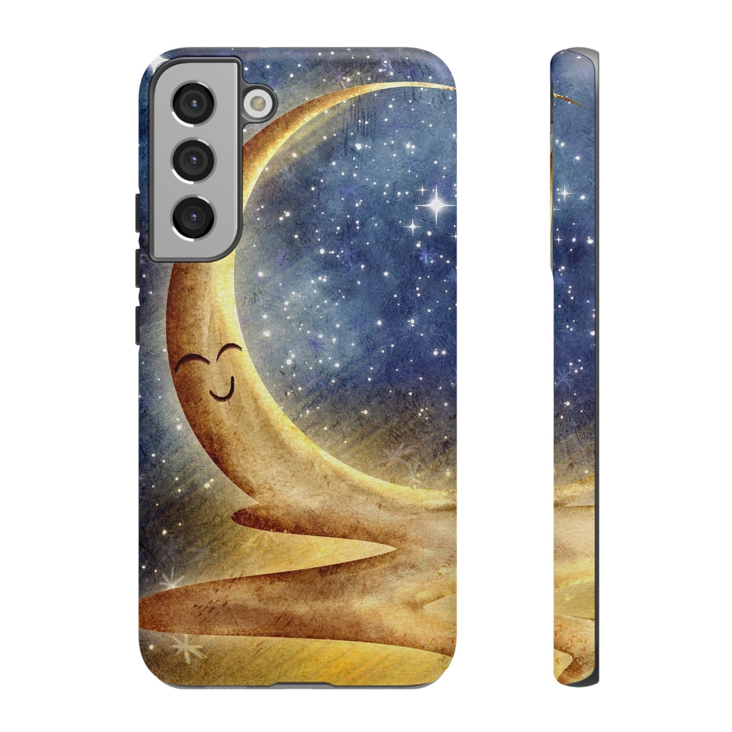 Moonlit Smile Phone Case — Starry Night Crescent Moon iPhone Cover