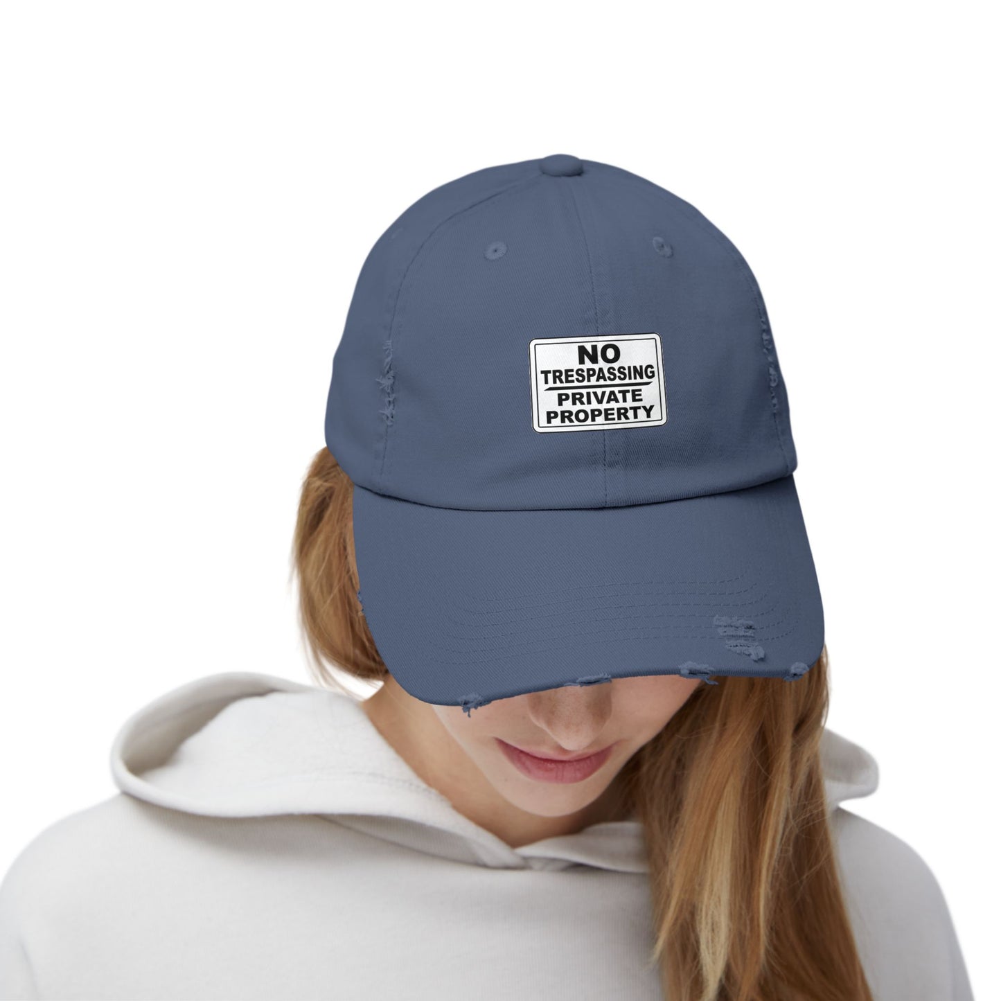 Unisex Distressed Cap - No Trespassing