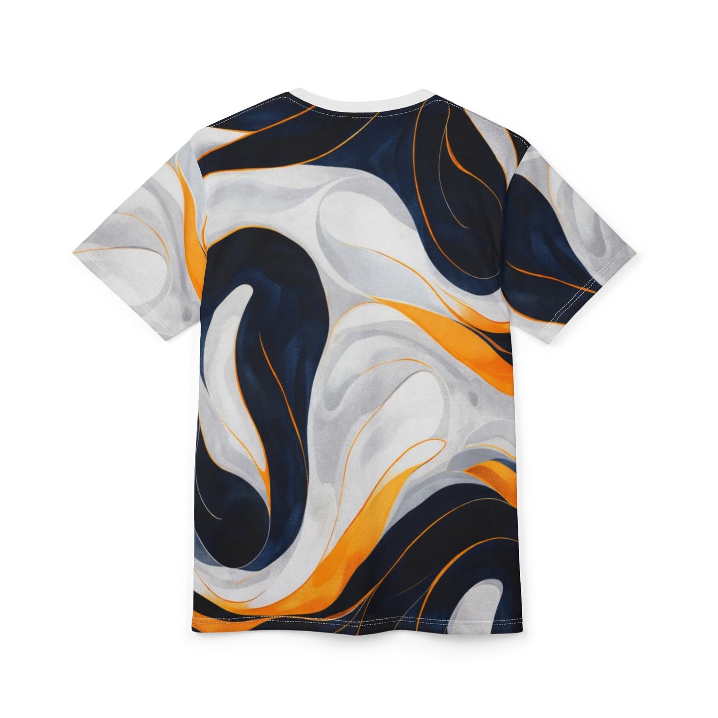 Abstract Marble Swirl Tee - Navy, White & Gold All-Over Print