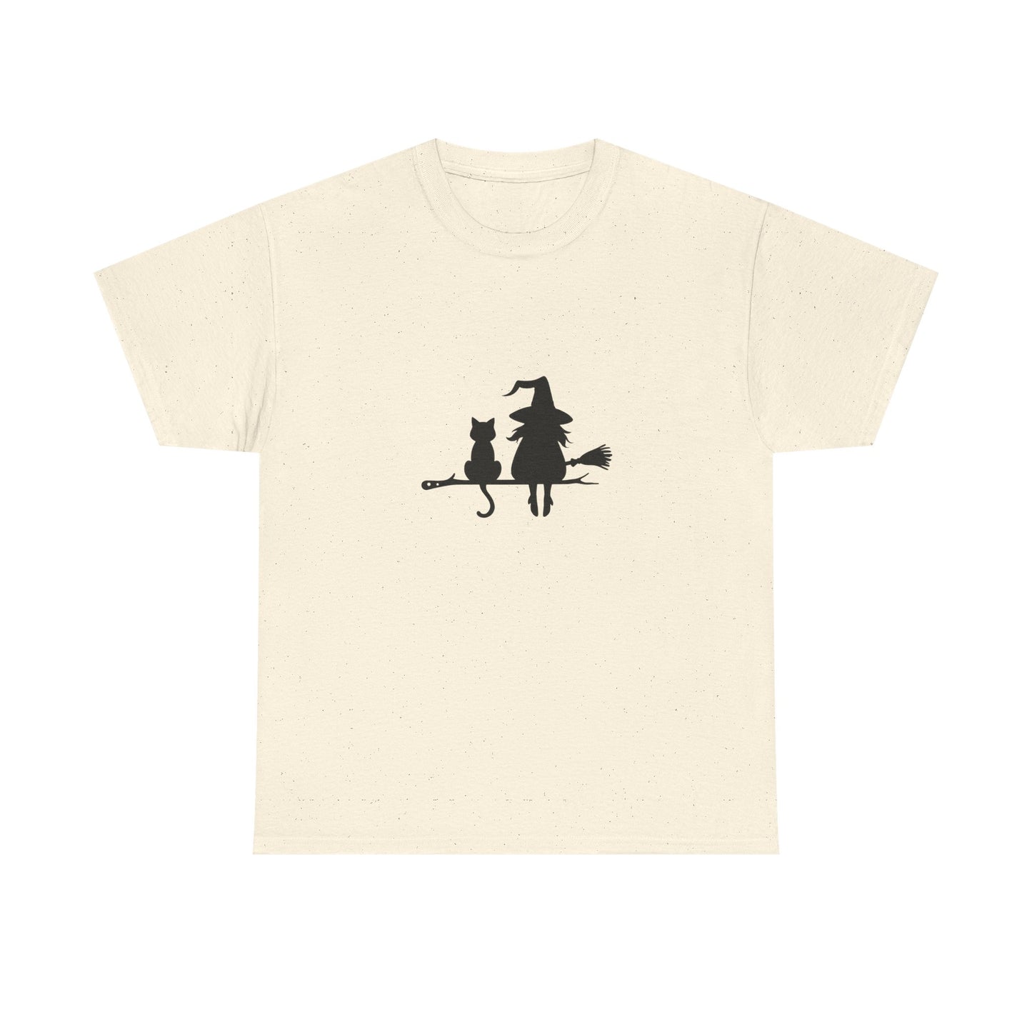 Witch and Cat Tee | Spooky Unisex Shirt for Halloween | Cute Witchwear for Cat Lovers | Fall Wardrobe Essential | Gift for Magical Friends