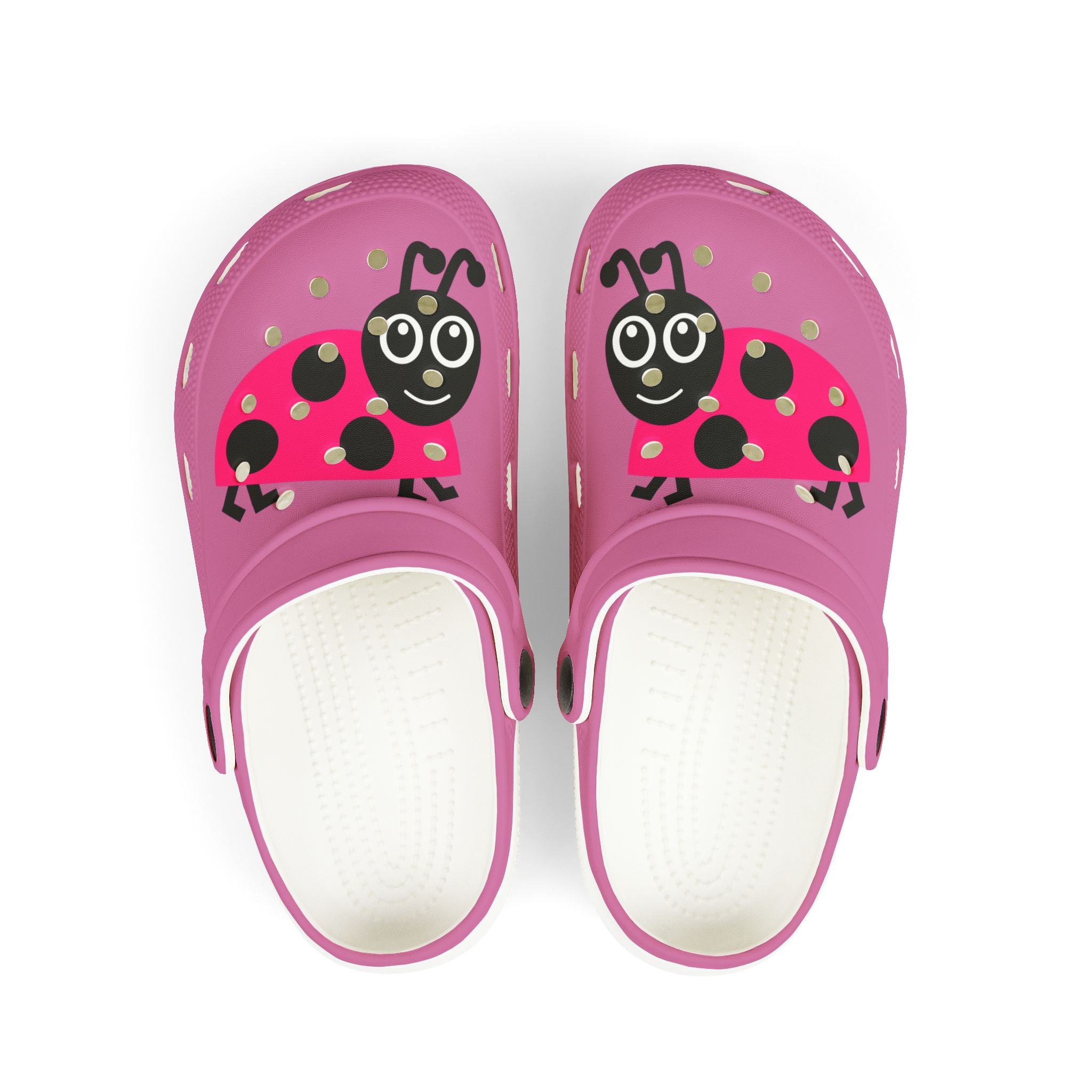 Kids' Pink Ladybug EVA Foam Clogs — Lightweight Slip-On Sandals for Toddlers & Little Girls
