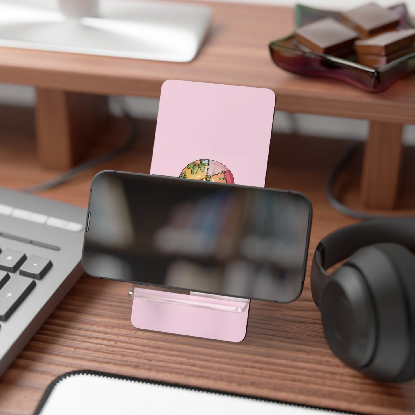 Cute Octopus Phone Stand — Pink Foldable Mobile Display Stand for Smartphones