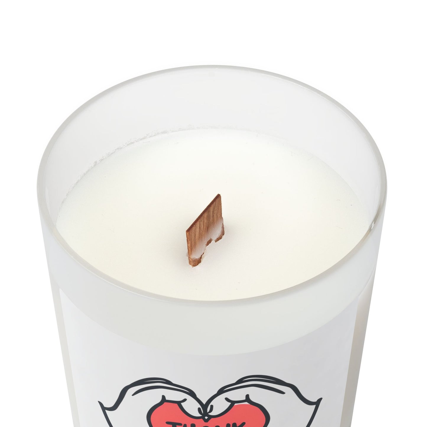 Thank You Heart Frosted Glass Candle — 11 oz Scented Gift