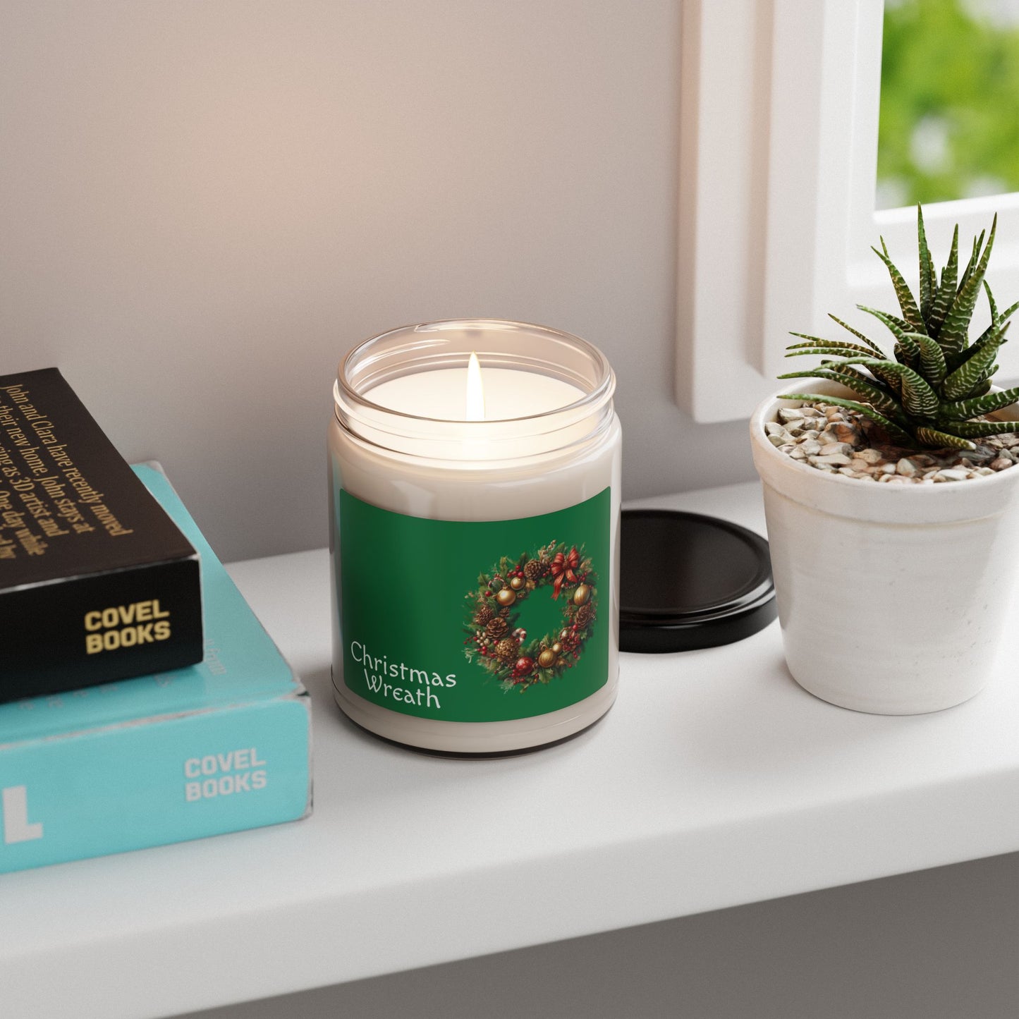 Christmas Wreath Soy Candle — 9oz Scented Holiday Candle