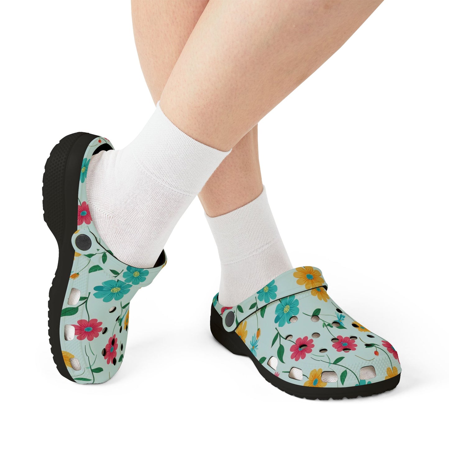 Floral Garden Clogs / Croc— Lightweight Flower Print Comfort Shoes