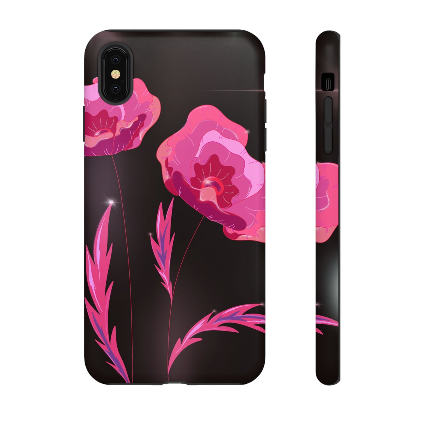 Floral iPhone Case | Tough Cases with Pink Poppy Design, Elegant Flower Phone Cover, Gift for Her, Spring Accessories, Chic Tech