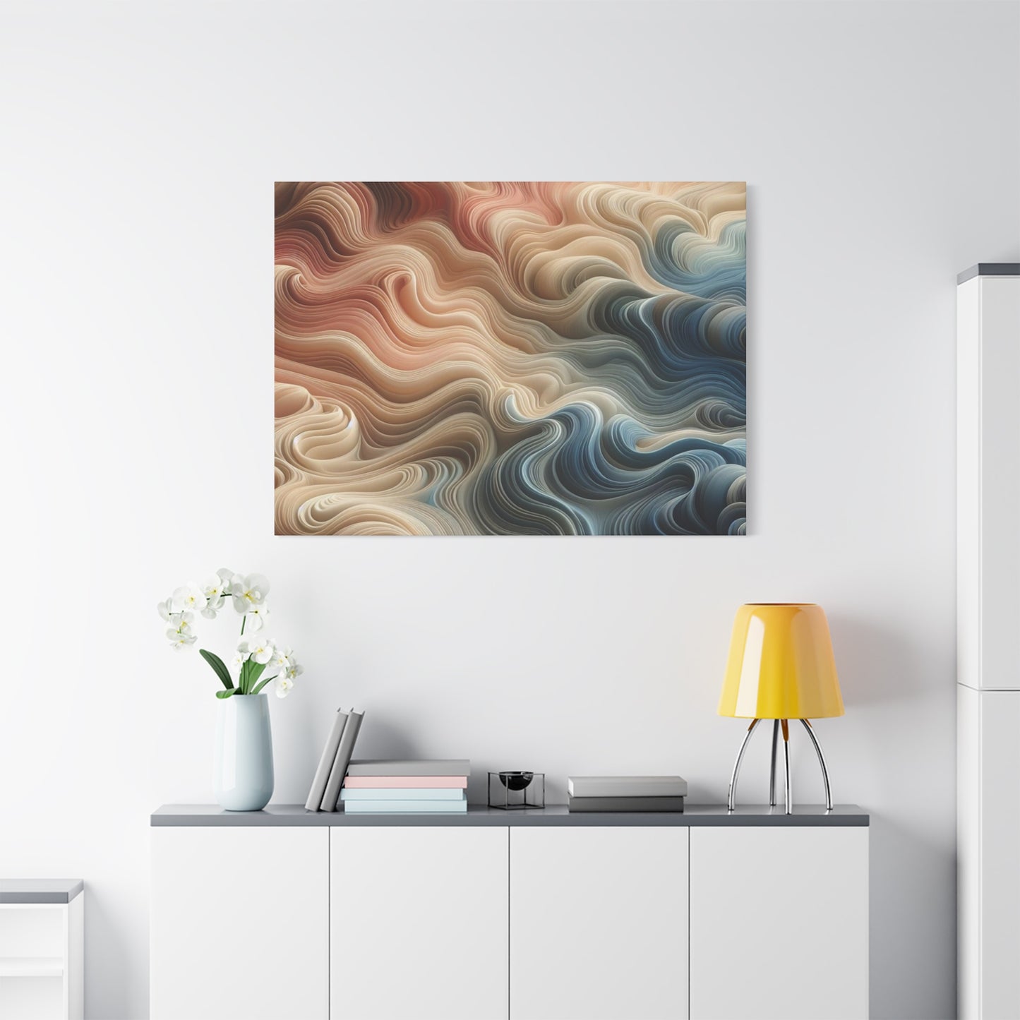 Abstract Swirl Matte Canvas Wall Art — Fluid Earth Tones, Stretched 1.25"