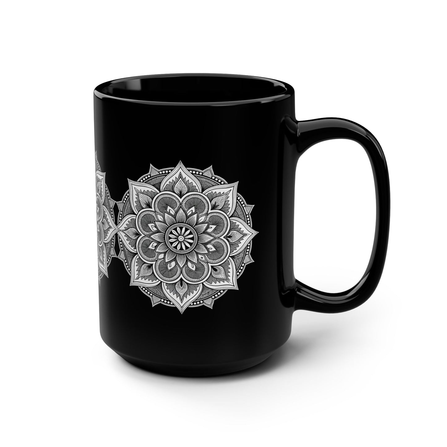 15oz Black Mug — Minimal Vertical Stripe Ceramic Coffee Cup