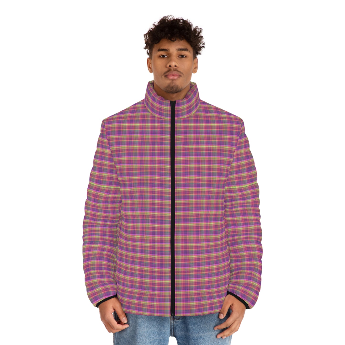 Colorful Men's Puffer Jacket, Stylish Outdoor Wear, Trendy Fashion Jacket, Casual Winter Apparel, Cozy Layering Piece, Perfect Gift for Him