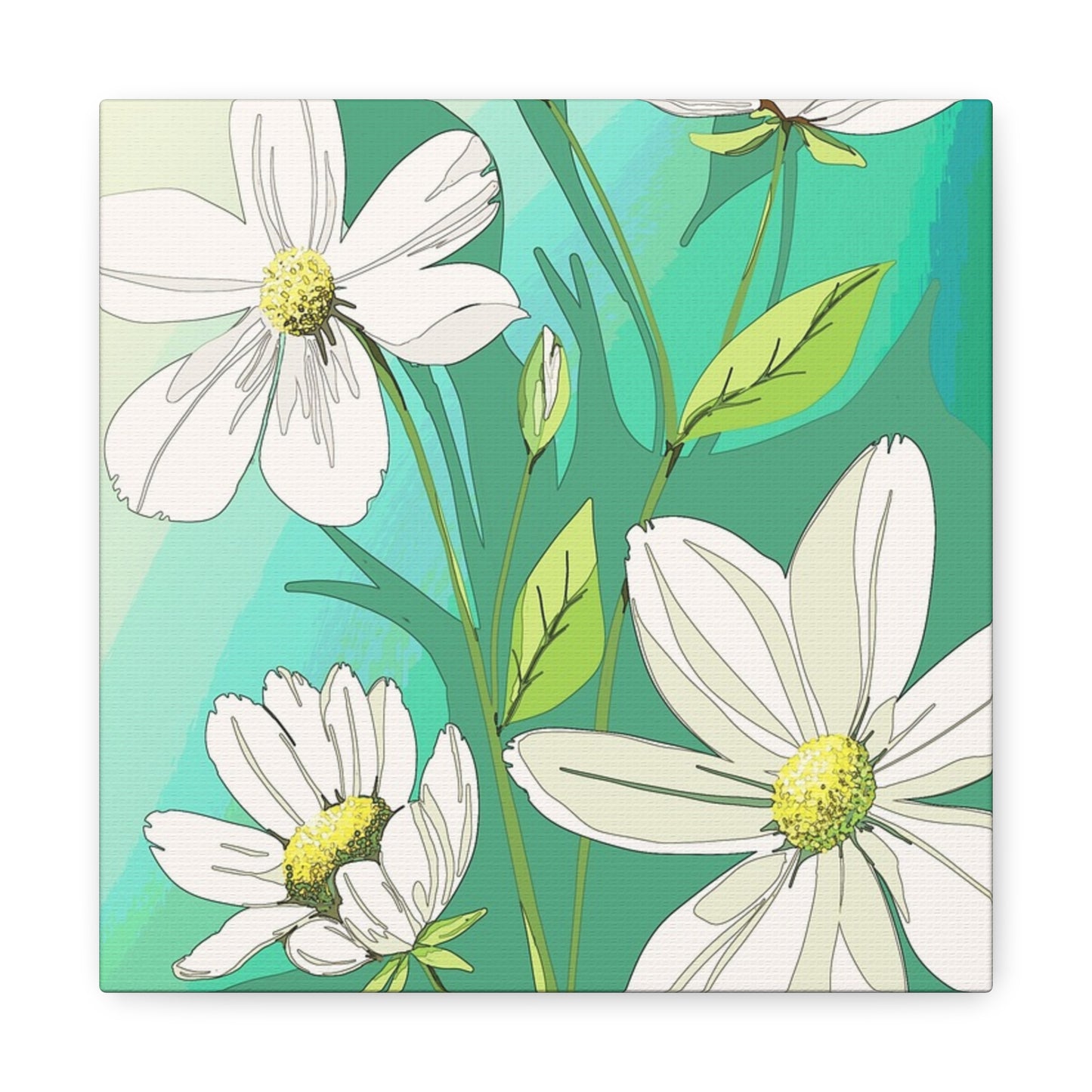 Matte Canvas, Stretched, 1.25" White Flowers