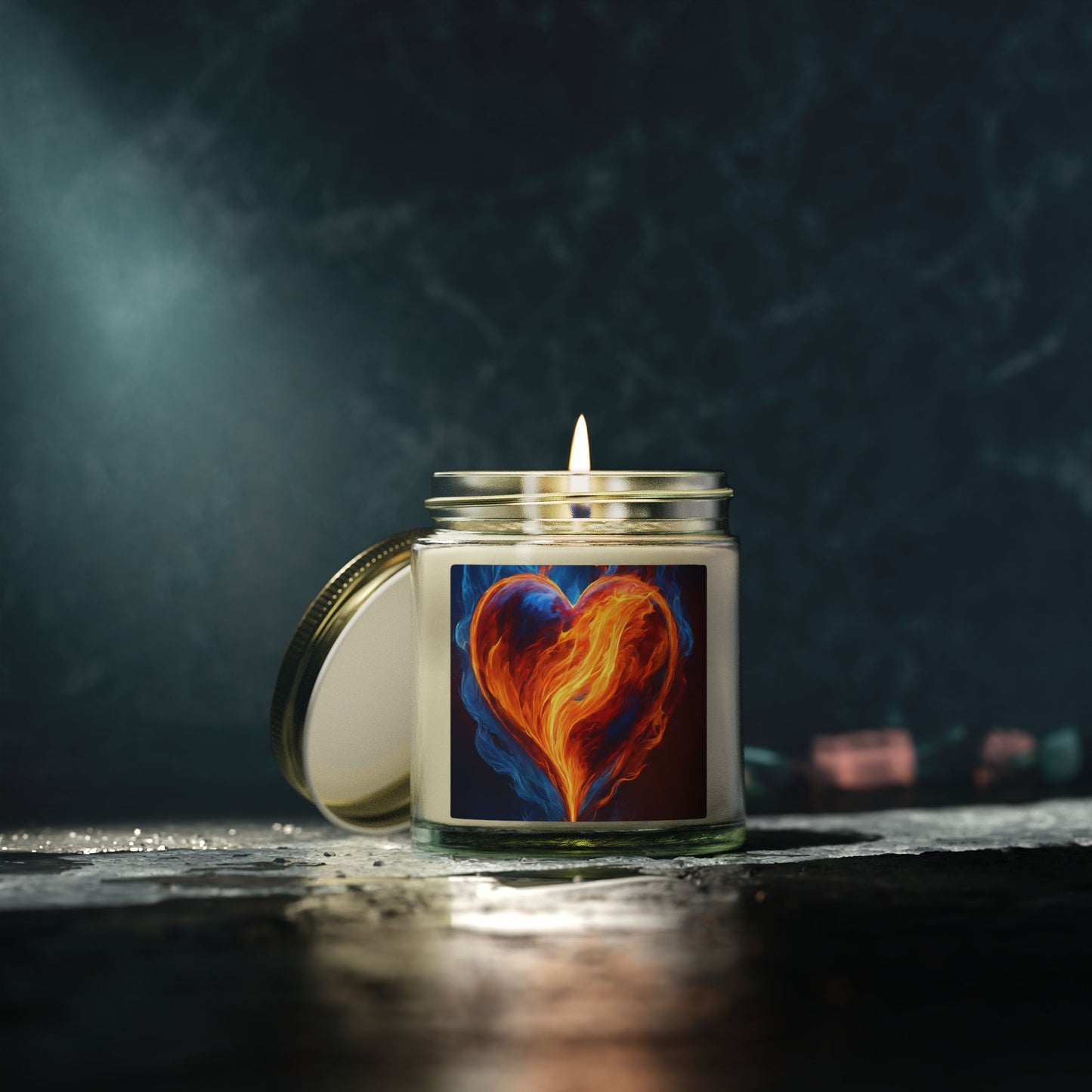 Coconut Apricot Scented Candle — Fiery Heart Jar (4oz/9oz)