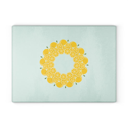 Lemon-Themed Glass Cutting Board | Kitchen Decor, Gift for Chefs, Foodie Present, Summer Cooking, Home & Garden