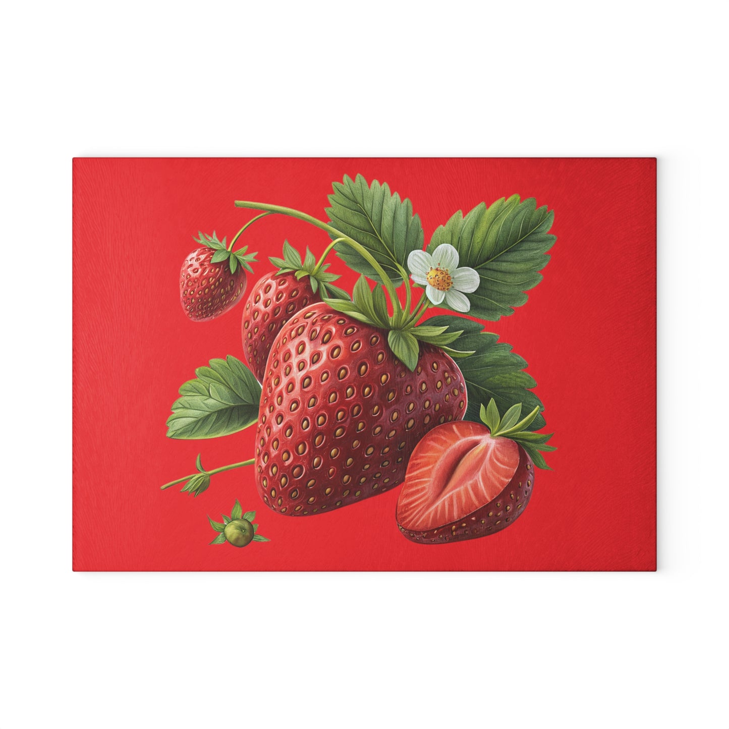 Vibrant Strawberry Glass Cutting Board
