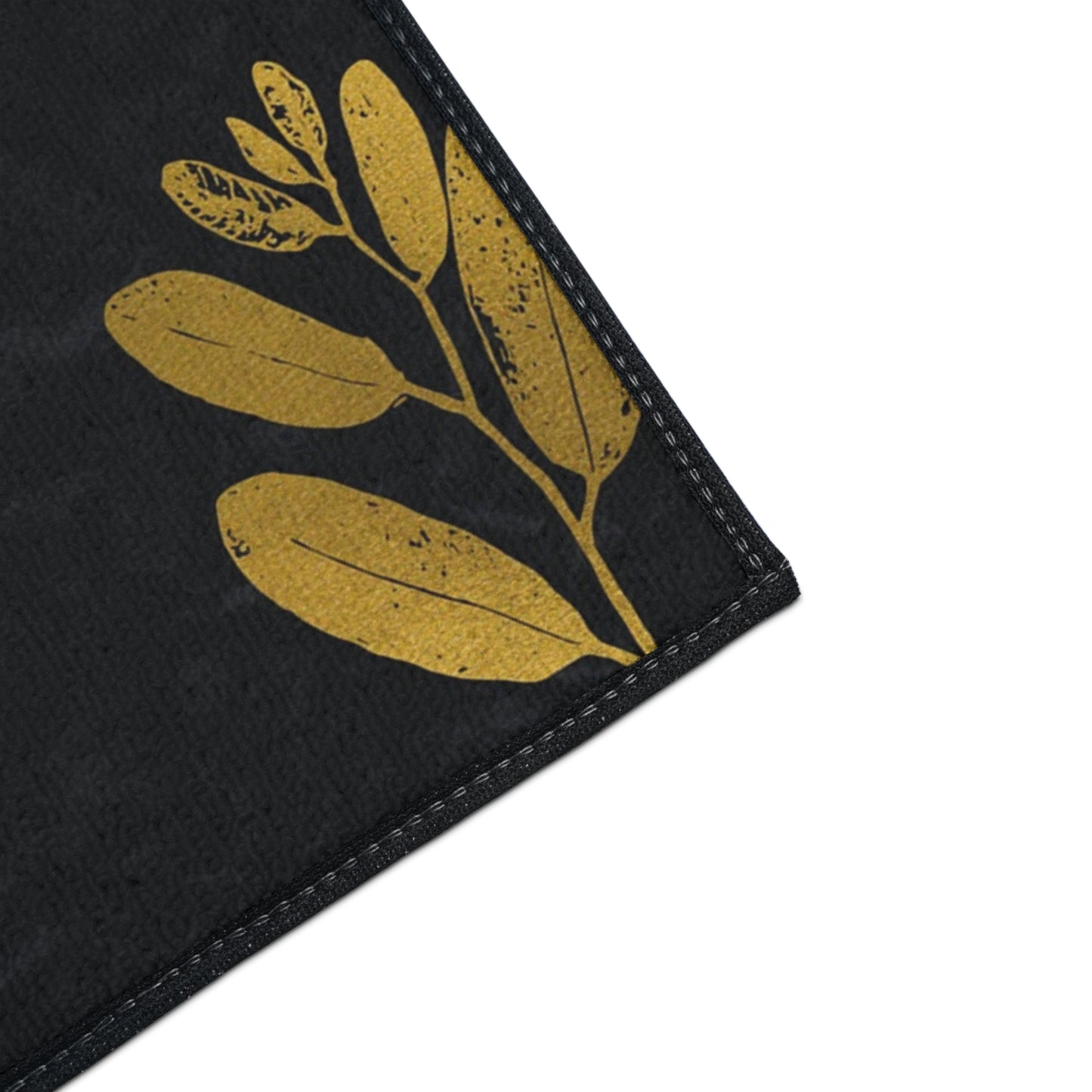 Monogram A Heavy Duty Floor Mat — Black & Gold Botanical Doormat