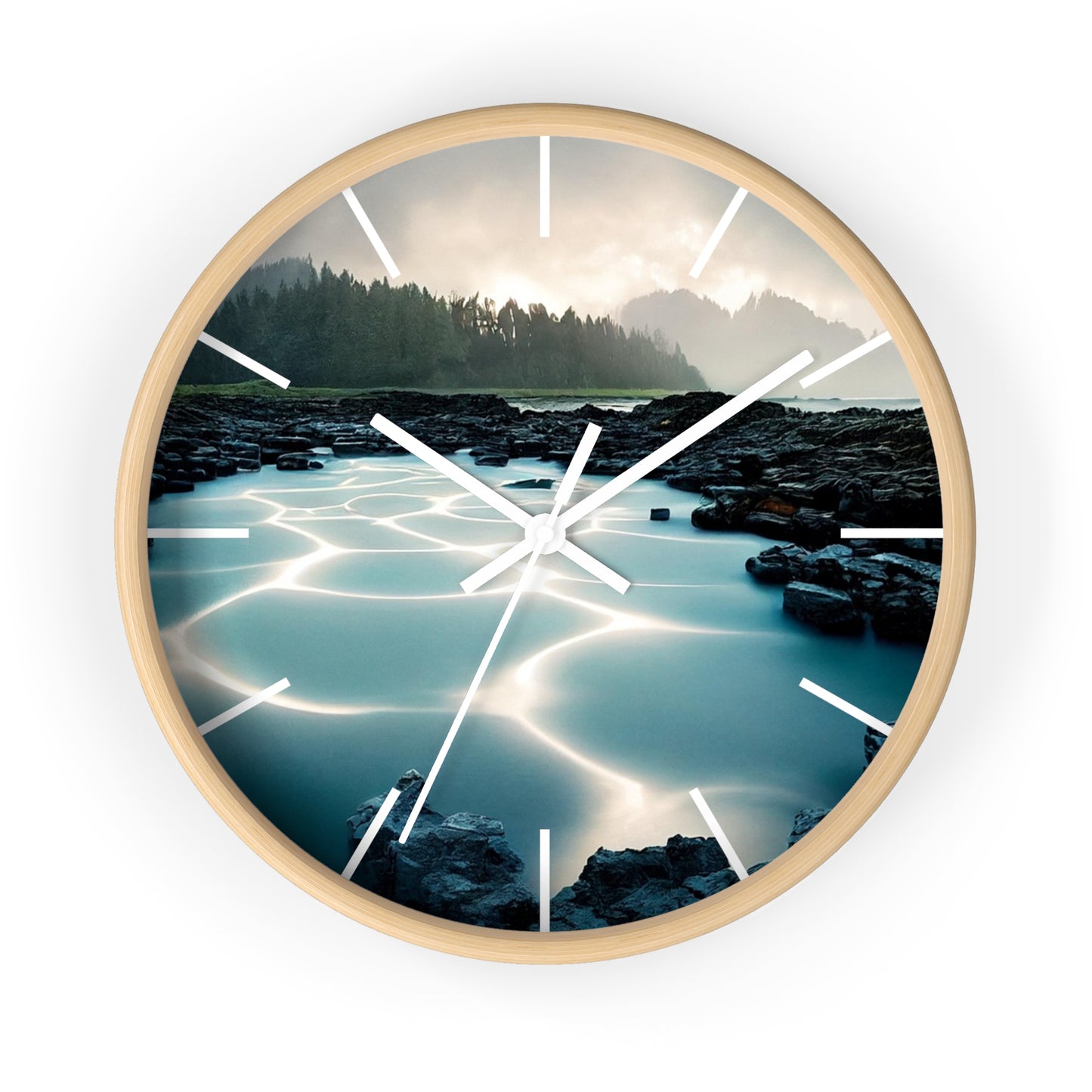 Serene Nature Wall Clock - Tranquil Home Decor for Nature Lovers, Modern Timepiece for Gifts, Office, Living Room, Quartz Clock